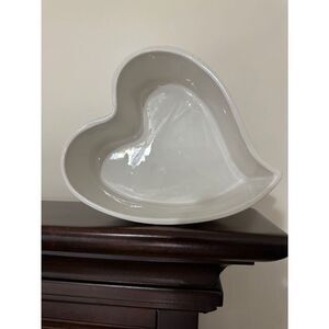 FTD White Pink Floral Heart Shaped Baking Dish Pottery Decor